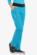 Easy Stretch by Butter-Soft Sienna Women's 5-Pocket Sport Yoga Scrub Pants - Tall in Turquoise/Black | Size XS Polyester/spandex