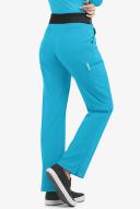Easy Stretch by Butter-Soft Sienna Women's 5-Pocket Sport Yoga Scrub Pants - Tall in Turquoise/Black | Size XS Polyester/spandex