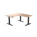 Electric Corner Standing Desk | L Shaped Sit Stand Desk Sublime Teak / 1500x1500x700mm / Matte Black