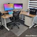 Electric Corner Standing Desk | L Shaped Sit Stand Desk Sublime Teak / 2000x1800mm / Matte Black