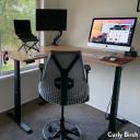 Electric Corner Standing Desk | L Shaped Sit Stand Desk Sublime Teak / 2000x1800mm / Matte Black