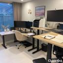 Electric Corner Standing Desk | L Shaped Sit Stand Desk Sublime Teak / 2000x1800mm / Matte Black