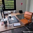 Electric Corner Standing Desk | L Shaped Sit Stand Desk Sublime Teak / 2000x1800mm / Matte Black