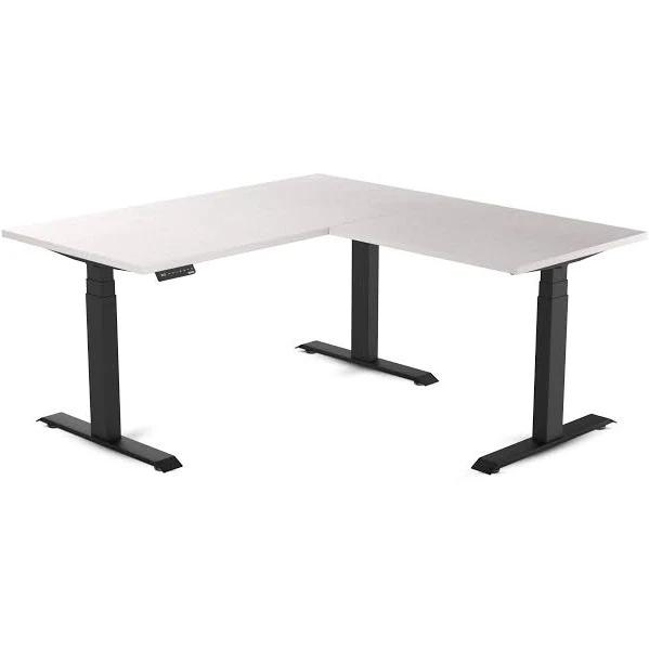 Electric Corner Standing Desk | L Shaped Sit Stand Desk White Alaskan / 1500x1500x700mm / Matte Black