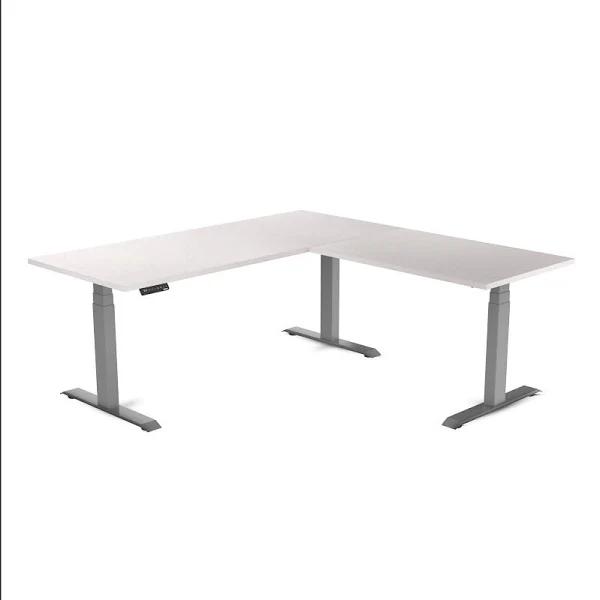 Electric Corner Standing Desk | L Shaped Sit Stand Desk White Alaskan / 1800x1800x700mm / Grey