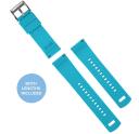 Elite Silicone Watch Band / Strap in Aqua Blue/Black w/ Gunmetal Grey Buckle, Width 20mm | Barton