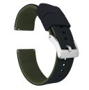 Elite Silicone Watch Band / Strap in Black/Army Green w/ Black Buckle, Width 21mm | Barton