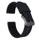 Elite Silicone Watch Band / Strap in Black w/ Gunmetal Grey Buckle, Width 20mm, Standard Length | Barton