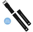 Elite Silicone Watch Band / Strap in Black w/ Gunmetal Grey Buckle, Width 20mm, Standard Length | Barton