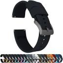 Elite Silicone Watch Band / Strap in Black w/ Gunmetal Grey Buckle, Width 20mm, Standard Length | Barton