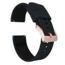Elite Silicone Watch Band / Strap in Black w/ Rose Gold Buckle, Width 21mm, Standard Length | Barton