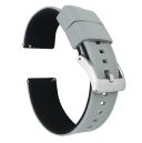 Elite Silicone Watch Band / Strap in Cool Grey/Black w/ Gunmetal Grey Buckle, Width 20mm | Barton