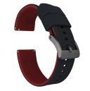 Elite Silicone Watch Band / Strap in Crimson Red/Black w/ Gunmetal Grey Buckle, Width 20mm, Standard Length | Barton