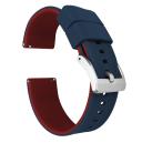 Elite Silicone Watch Band / Strap in Crimson Red/Navy Blue w/ Gold Buckle, Width 19mm | Barton