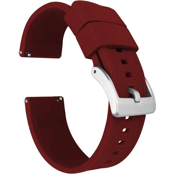 Elite Silicone Watch Band / Strap in Crimson Red w/ Gunmetal Grey Buckle, Width 24mm | Barton