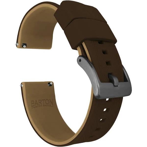 Elite Silicone Watch Band / Strap in Khaki/Brown w/ Gunmetal Grey Buckle, Width 20mm | Barton