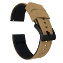 Elite Silicone Watch Band / Strap in Khaki Tan/Black w/ Black Buckle, Width 24mm | Barton