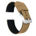 Elite Silicone Watch Band / Strap in Khaki Tan/Black w/ Gunmetal Grey Buckle, Width 21mm | Barton