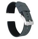 Elite Silicone Watch Band / Strap in Smoke Grey/Black w/ Gold Buckle, Width 20mm, Standard Length | Barton