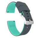 Elite Silicone Watch Band / Strap in Smoke Grey/Mint Green w/ Steel Buckle, Width 40mm | Barton