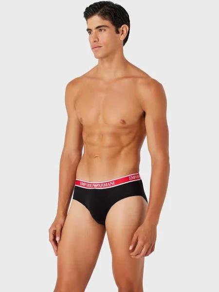 Emporio Armani - Three-Pack of Briefs With Core Logo Waistband, 95% Cotton 5% Elastane, White, Size: XXL