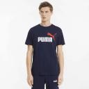 Essentials+ 2 Colour Logo Men's T-Shirt in High Risk Red, Size XL, Cotton/Polyester by Puma