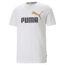 Essentials+ 2 Colour Logo Men's T-Shirt in White/Dark Night, Size XL, Cotton/Polyester by Puma