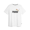 Essentials+ 2 Colour Logo Men's T-Shirt in White/Toasted, Size Small, Cotton/Polyester by Puma