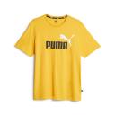 Essentials+ 2 Colour Logo Men's T-Shirt in Yellow Sizzle, Size Medium, Cotton/Polyester by Puma