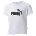 Essentials Logo Girls' Knotted T-Shirt - Youth 8-16 Years in White, Size 4T, Cotton/Polyester by Puma