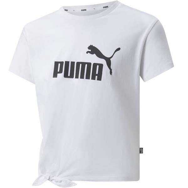Essentials Logo Girls' Knotted T-Shirt - Youth 8-16 Years in White, Size XL, Cotton/Polyester by Puma