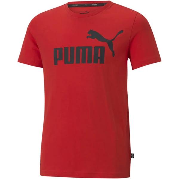 Essentials Logo T-Shirt - Youth 8-16 Years in High Risk Red, Size XS, Cotton/Polyester by Puma
