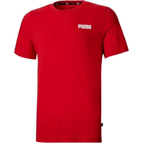 Essentials Small Logo Men's T-Shirt in High Risk Red, Size Medium, Cotton/Polyester by Puma