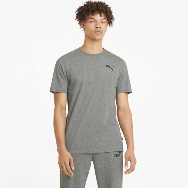 Essentials Small Logo Men's T-Shirt in Medium Gray Heather/Cat, Size Large, Cotton/Polyester by Puma