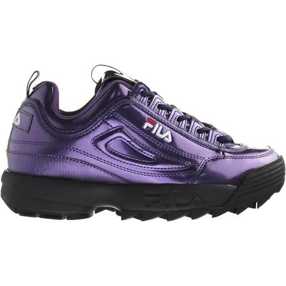 Fila Disruptor M Low Lace-Up Purple Smooth Leather Womens Trainers 1010747 71Q - Size UK 3
