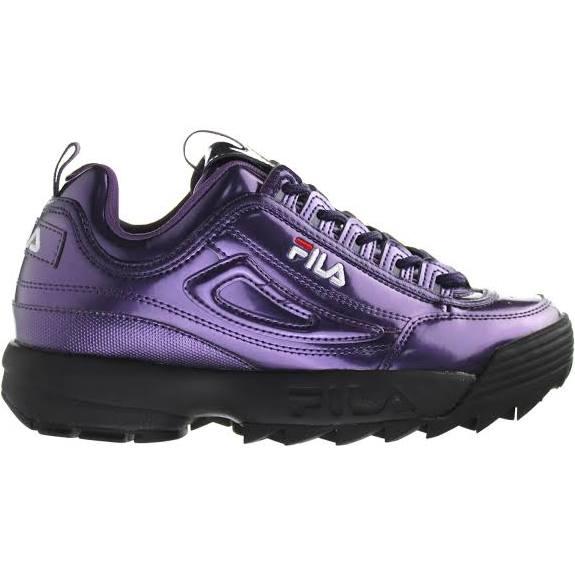 Fila Disruptor M Low Lace-Up Purple Smooth Leather Womens Trainers 1010747 71Q - Size UK 4.5