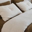 French Flax Linen Double Sided Quilt Cover in Olive/Olive Stripe by I Love Linen - Single