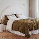 French Flax Linen Double Sided Quilt Cover in Olive/Olive Stripe by I Love Linen - Single