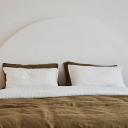 French Flax Linen Double Sided Quilt Cover in Olive/Olive Stripe by I Love Linen - Single