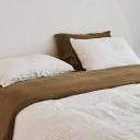 French Flax Linen Double Sided Quilt Cover in Olive/Olive Stripe by I Love Linen - Single