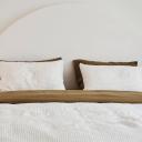 French Flax Linen Double Sided Quilt Cover in Olive/Olive Stripe by I Love Linen - Single