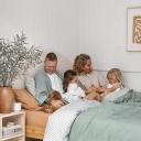 French Flax Linen Double Sided Quilt Cover in Sage/Sage Stripe by I Love Linen - King