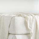 French Flax Linen Fitted Sheet in Olive Stripe by I Love Linen - King Single x One Size