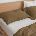 French Flax Linen Fitted Sheet in Olive Stripe by I Love Linen - King Single x One Size