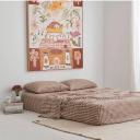 French Flax Linen Sheet Set in Cocoa Gingham by I Love Linen - King Single x One Size