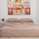 French Flax Linen Sheet Set in Cocoa Gingham by I Love Linen - King Single x One Size