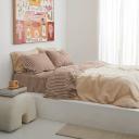 French Flax Linen Sheet Set in Cocoa Gingham by I Love Linen - King Single x One Size