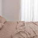 French Flax Linen Sheet Set in Cocoa Gingham by I Love Linen - King Single x One Size