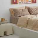 French Flax Linen Sheet Set in Cocoa Gingham by I Love Linen - King Single x One Size