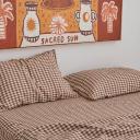 French Flax Linen Sheet Set in Cocoa Gingham by I Love Linen - King Single x One Size